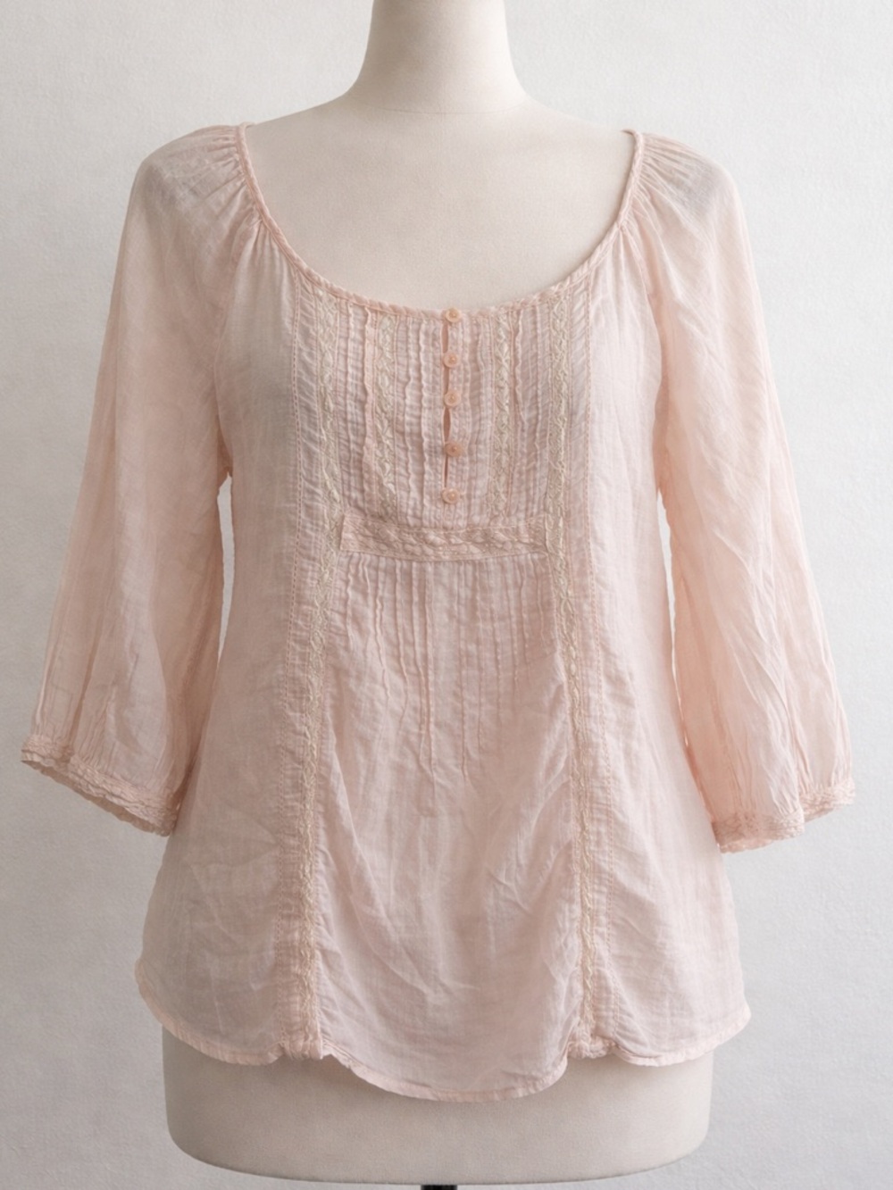 Sonoma Pale Pink Peasant Blouse